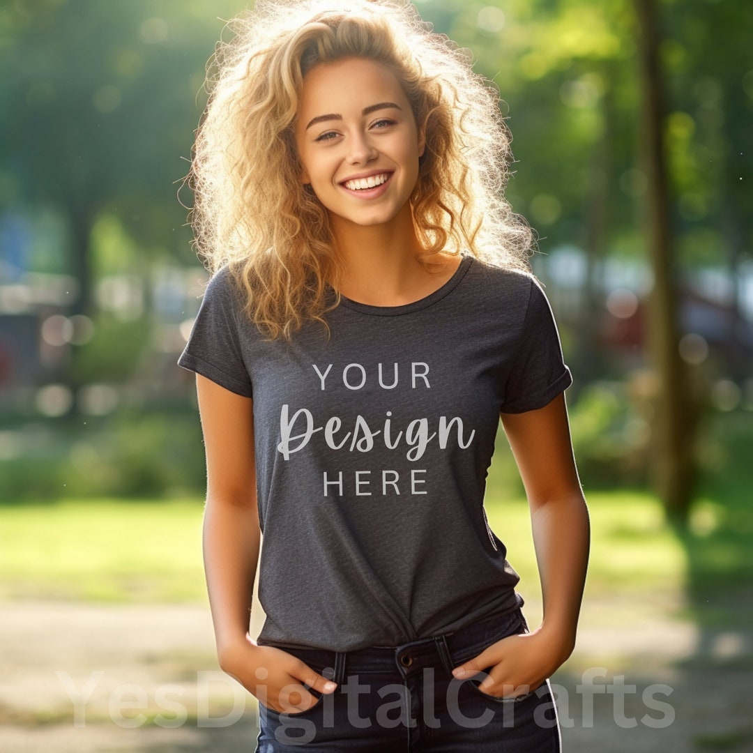 Dark Grey Heather Bella Canvas 3001 Tshirt Mockup Bella Canvas 3001 ...