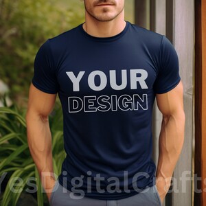Navy Bella Canvas 3001 Mock, Tshirt Mockup, Styled Shirt Mockup, Professional Male Tshirt Mock, Navy T-Shirt Mockup Navy Tshirt mock