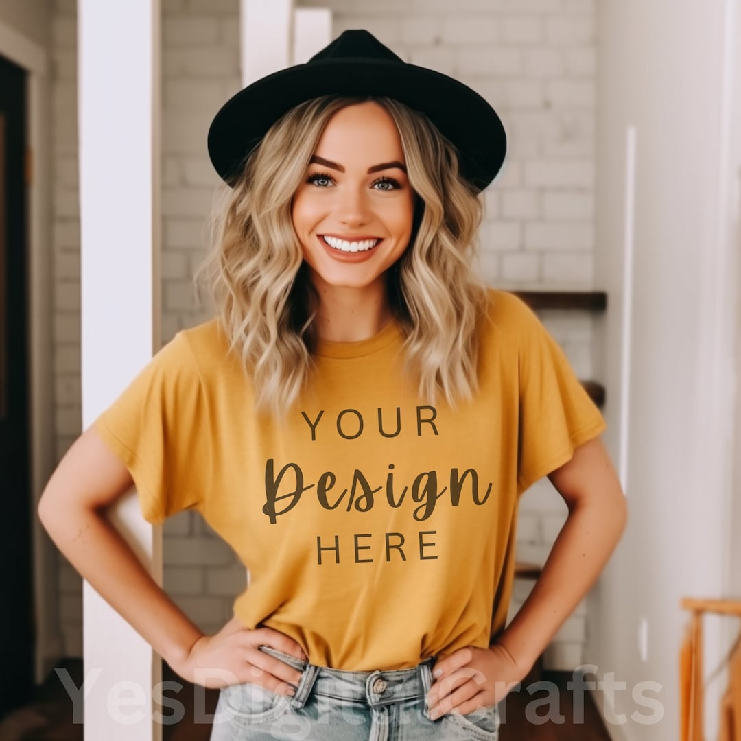 Heather Mustard Bella Canvas Shirt Mockup Bella Canvas 3001 Tshirt ...