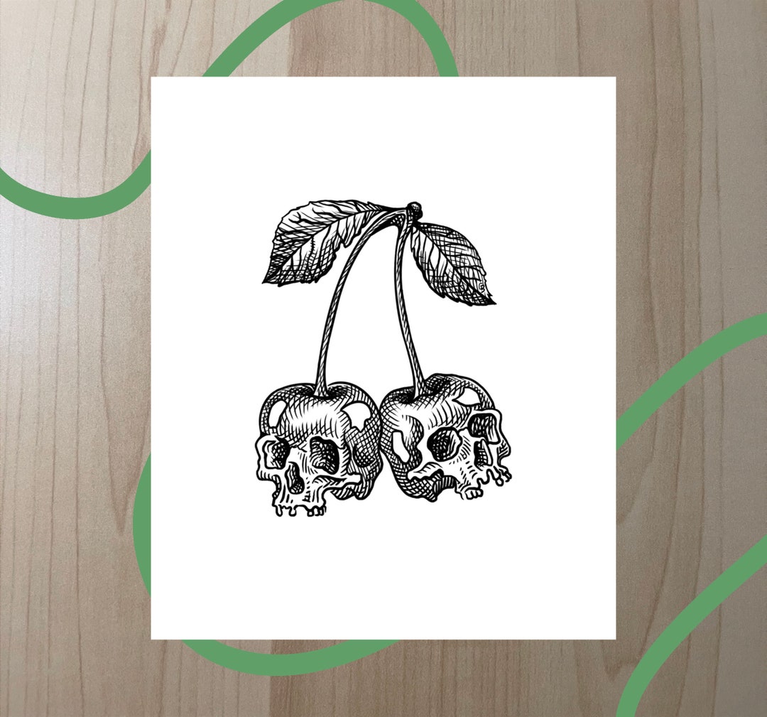 Death Cherries Digital Art Print Etsy