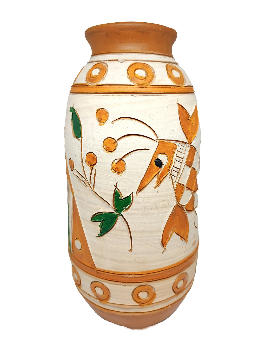 Terracotta Hand Painted Table Flower Vase Etsy