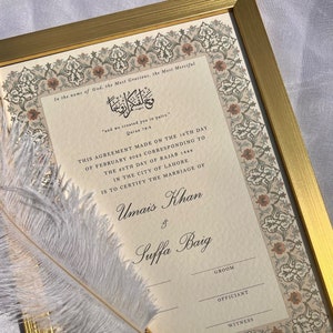 A4 / A3 Luxus Nikkah Zertifikat (Juman), Islamischer Hochzeitsvertrag, Muslimische Heiratsurkunde, Personalisierte Namen, Nikkah Nama, Nikah