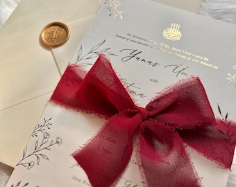 Gold Foil Nikkah Wedding Invitation: Arabic Muslim Invite