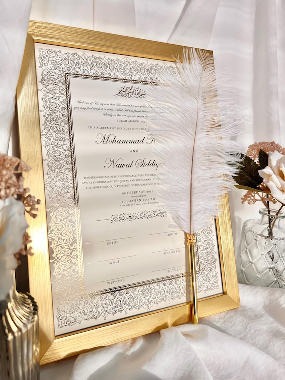 Luxury Gold Foil A4/A3 Nikkah Certificate: Islamic Wedding Contract