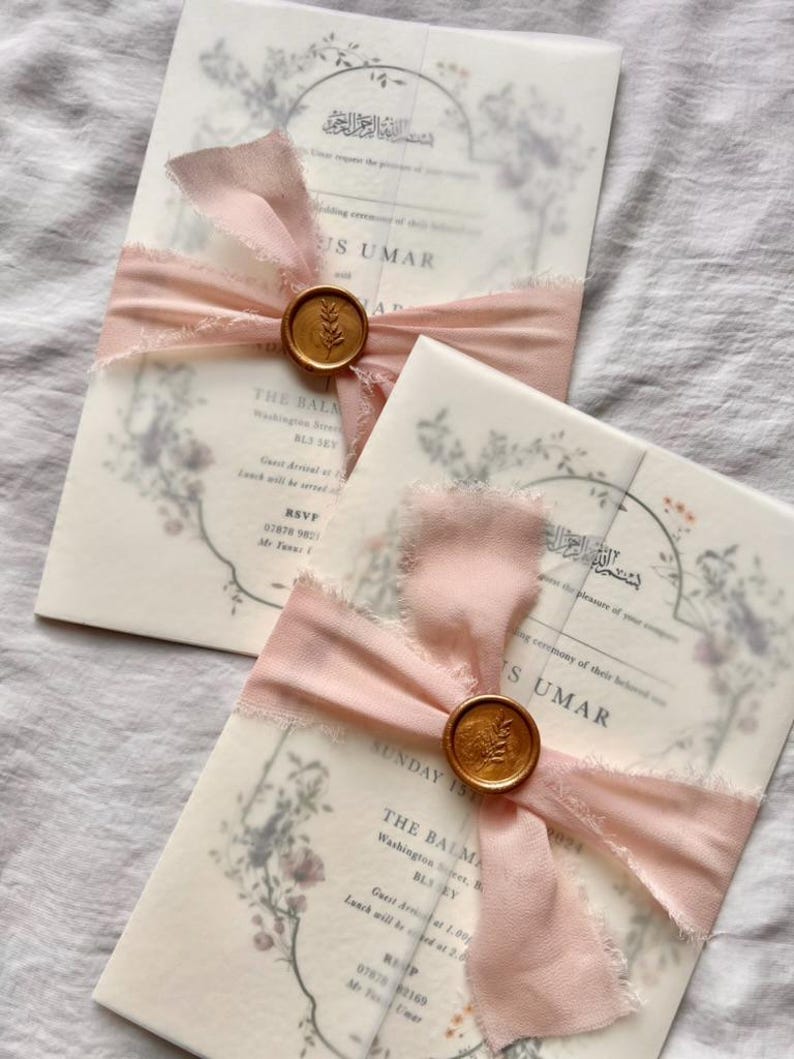 Floral Nikkah Invitation, Arabic Muslim Wedding Invite, Islamic Wedding Invitations, Baraat Invites, Walima Invitations image 5