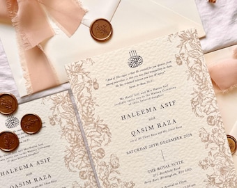 Gold Foil Nikkah Wedding Invitation: Arabic Muslim Invite