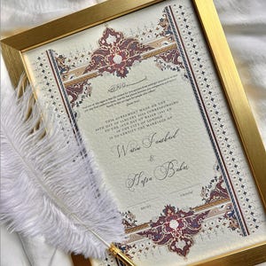 Luxus A4 / A3 Nikkah Zertifikat, Premium Islamischer Hochzeitsvertrag, Nikkah Nama, Muslimische Heiratsurkunde, Personalisierte Namen, Koran Vers