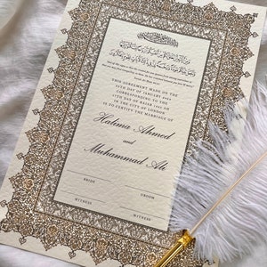 A3 Luxus Nikkah Zertifikat, Premium Islamischer Hochzeitsvertrag, Nikkah Nama, Muslimische Heiratsurkunde, Personalisierte Namen, Gold