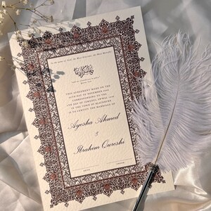 A4 / A3 Luxus Nikkah Zertifikat (Afreen Red), Islamischer Hochzeitsvertrag, Muslimische Heiratsurkunde, Personalisierte Namen, Nikkah Nama,Nikah