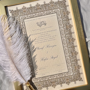 A3 Luxus Nikkah Urkunde, Premium Islamischer Hochzeitsvertrag, Nikah Nama, Heiratsurkunde, personalisiert, Gold