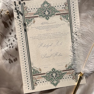 A4 / A3 Luxus Nikkah Zertifikat (Sukoon Teal), Islamischer Hochzeitsvertrag, Muslimische Heiratsurkunde, Personalisierte Namen, Nikkah Nama, Nikah