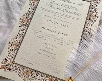 A3 Luxury French Nikkah Certificate, Islamic Wedding Contract, Nikkah Nama, Muslim Marriage Certificate, Personalised Gift, Nikkah Contract