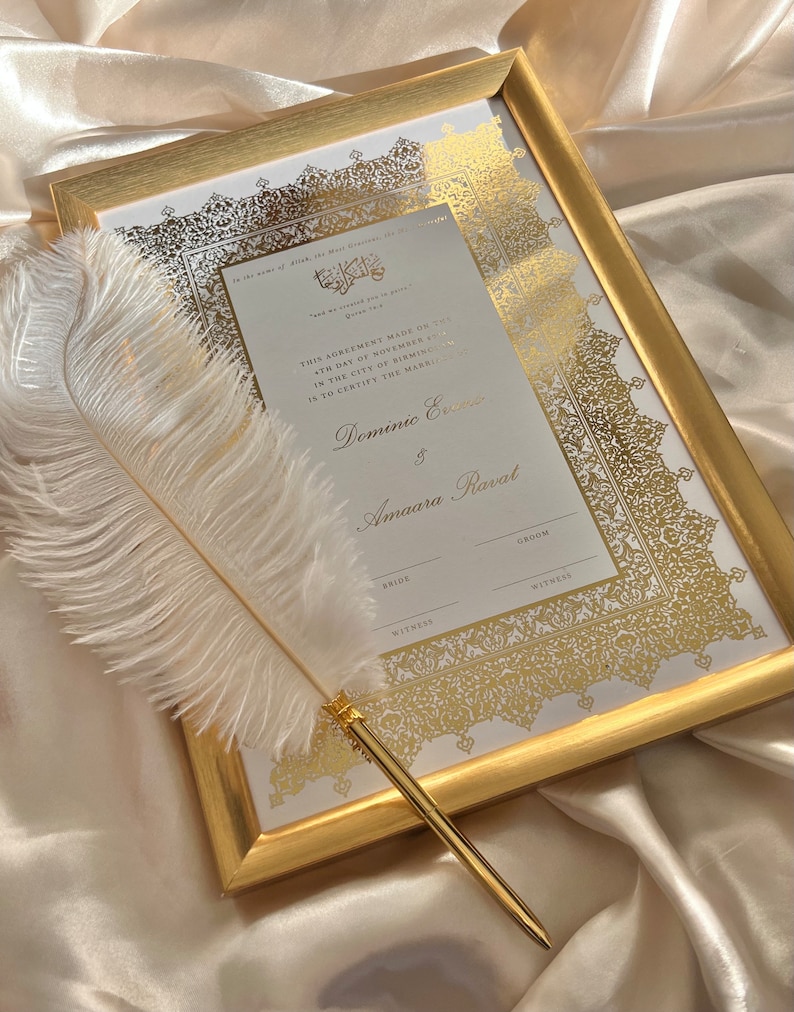 Foiled Nikkah Certificate, Muslim Wedding contract