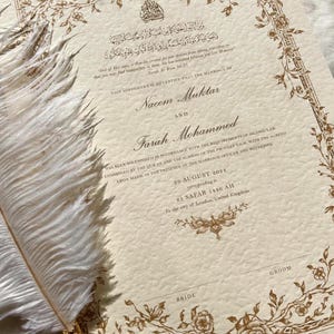 luxury nikkah certificate, nikkah contract, elegant A4 nikkah certificate with frame, custom nikkah, floral nikkah designs, wedding nikkah, personalised nikah, unique nikkah certificate, nikkah certificate with gold leaf, luxury nikah nama