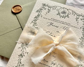 Gold Foil Nikkah Wedding Invitation: Arabic Muslim Invite