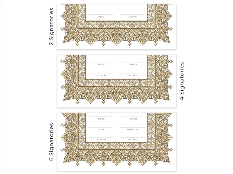 Luxury A4/A3 Nikkah Certificate, Premium Islamic Wedding Contract