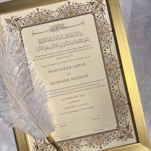 Luxus A4 / A3 Nikkah Zertifikat, Premium Islamischer Hochzeitsvertrag, Nikkah Nama, Muslimische Heiratsurkunde, Personalisierte Namen, Katb Kitab