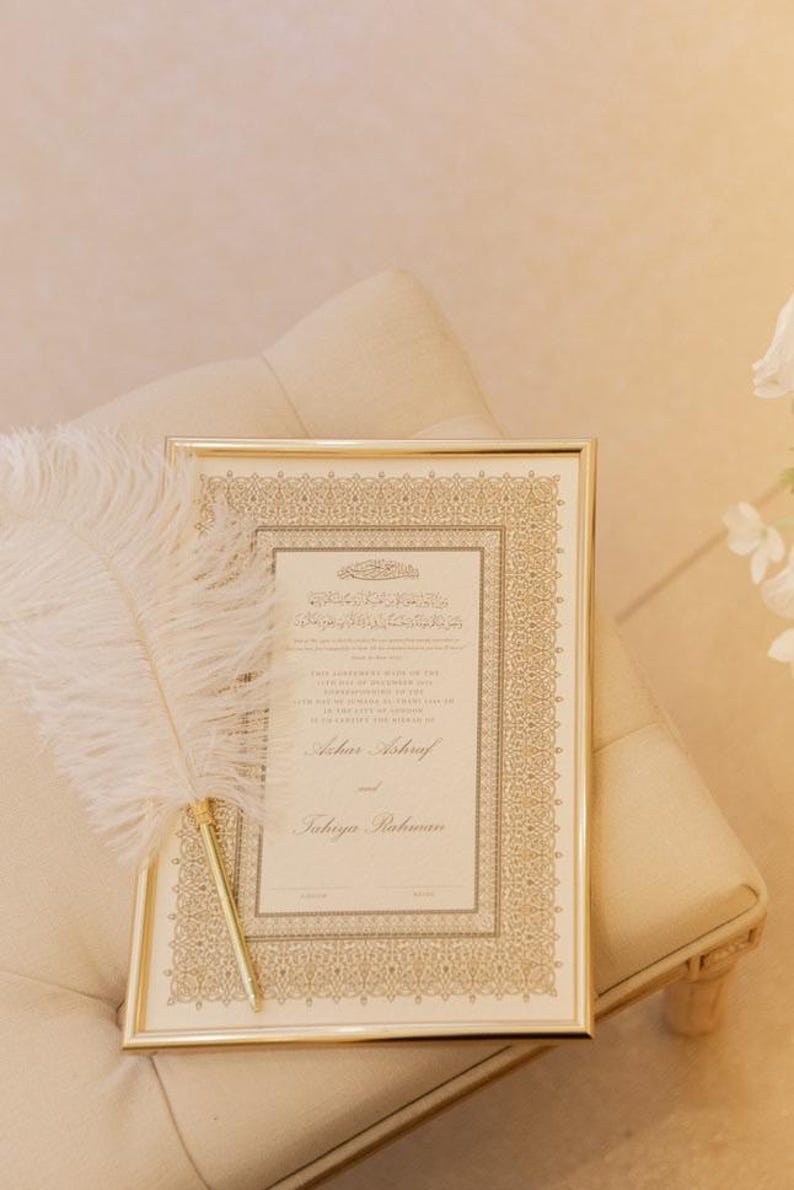 Luxus-Nikkah-Zertifikat: Personalisierter Islamischer Hochzeitsvertrag (A4/A3), Islamischer Vertrag, Nikkah Nama, Heiratsurkunde Bild 9