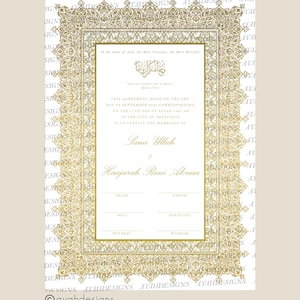 Luxury Nikkah Certificates Nikah Certificate Feather Pen Nikkah Nama Personalised Certificate A4 A3 Template