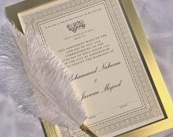 Luxury A4/A3 Nikkah Certificate, Premium Islamic Wedding Contract, Nikkah Nama, Muslim Marriage Certificate, Personalised Names, Katb Kitab