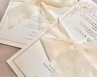 Gold Foil Nikkah Wedding Invitation: Arabic Muslim Invite