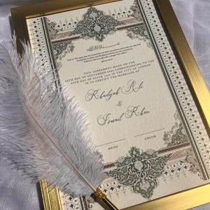 Luxus A4 / A3 Nikkah Zertifikat, Premium Islamischer Hochzeitsvertrag, Nikkah Nama, Muslimische Heiratsurkunde, Personalisierte Namen, Koran Vers