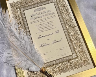 Luxury Nikkah Certificate: Personalised Islamic Wedding Contract (A4/A3), Islamic Contract, Nikkah Nama, Muslim Marriage Certificate