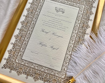 A3 Luxury German Nikkah Certificate, Premium Islamic Wedding Contract, Nikah Nama, Muslim Marriage Certificate, Personalised Name, Gold