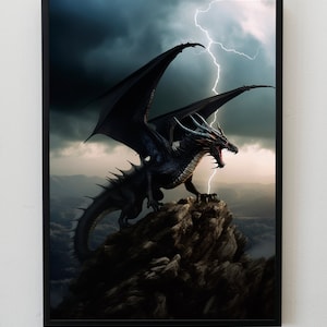Dragon Digital Download, Wall Art Dragon Printable, Mythical Dragon, AI Art Print Printable Poster, Fantasy Home Décor
