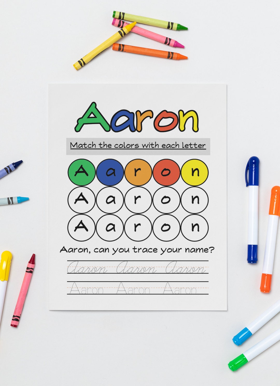 Aaron Personalized Worksheets for Toddlers to Learn Name - Etsy