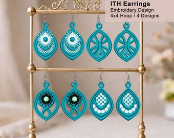 Diseño de bordado de pendientes de encaje FSL – Patrón de boda boho ITH (4 diseños) N.° 1301