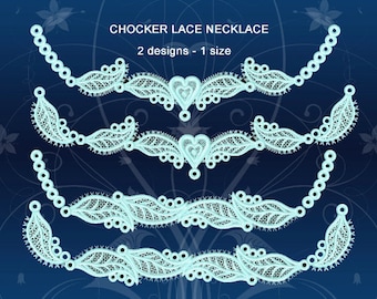 FSL Lace Choker Necklace | 2 Freestanding Lace Designs | Machine Embroidery | 10” Hoop | Instant Download | No.593