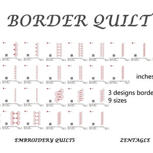 Border Quilt designs, embroidery, 4/5/6/7/8/9/10/11/12hoop, 3 designs - 9 sizes ITH, Machine embroidery file, No13border, INSTANT DOWNLOAD