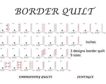 Motifs de courtepointe bordure, broderie, 4/5/6/7/8/9/10/11/12 cerceaux, 3 motifs - 9 tailles ITH, fichier de broderie machine, No13border, TÉLÉCHARGEMENT IMMÉDIAT