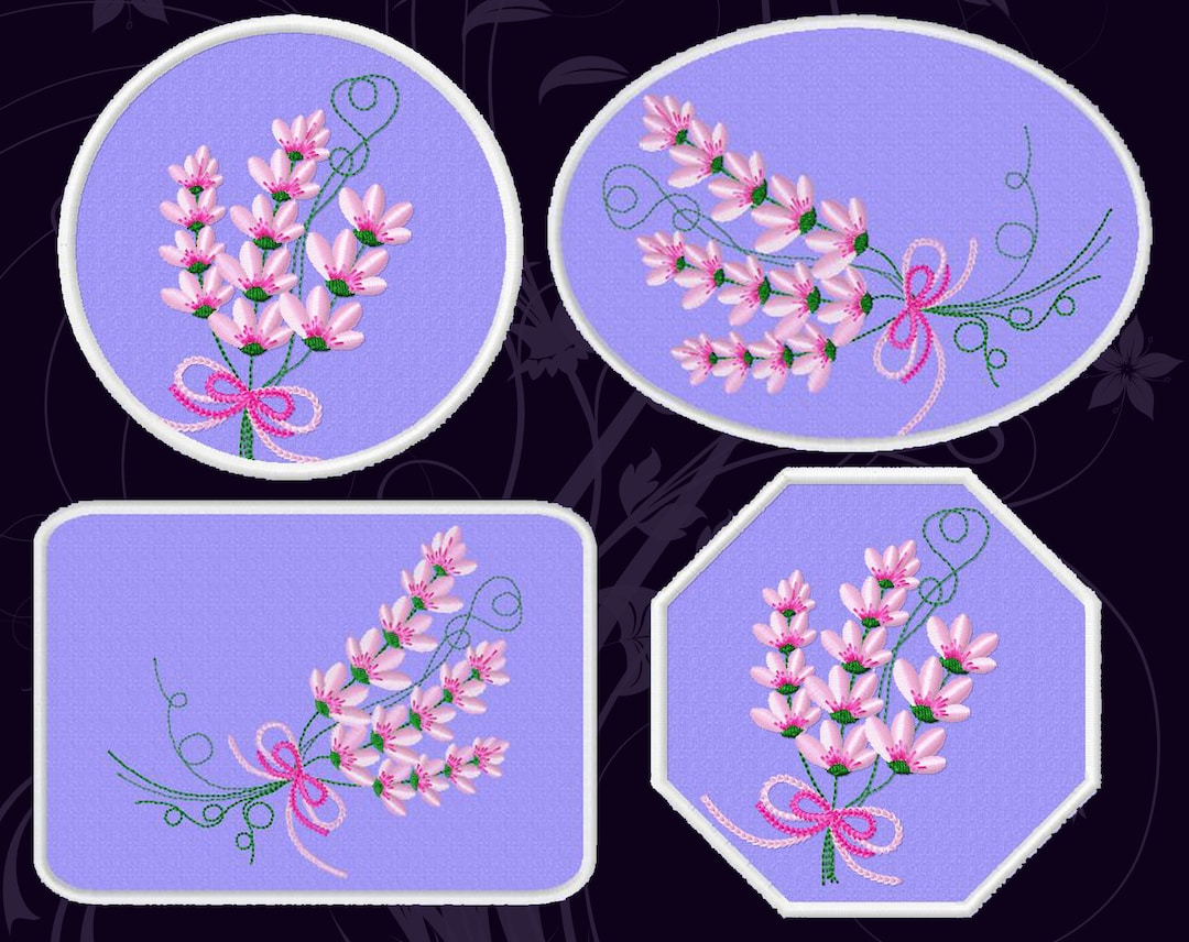 Set Lavender Placemats 4 Designs 5x7/ 5.51x7.87/ 8x8/9hoop Etsy
