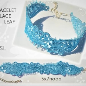 Boho FSL Lace Bracelet – In The Hoop Leaf Embroidery Design – 5x7 Hoop – Instant Digital Download No.591