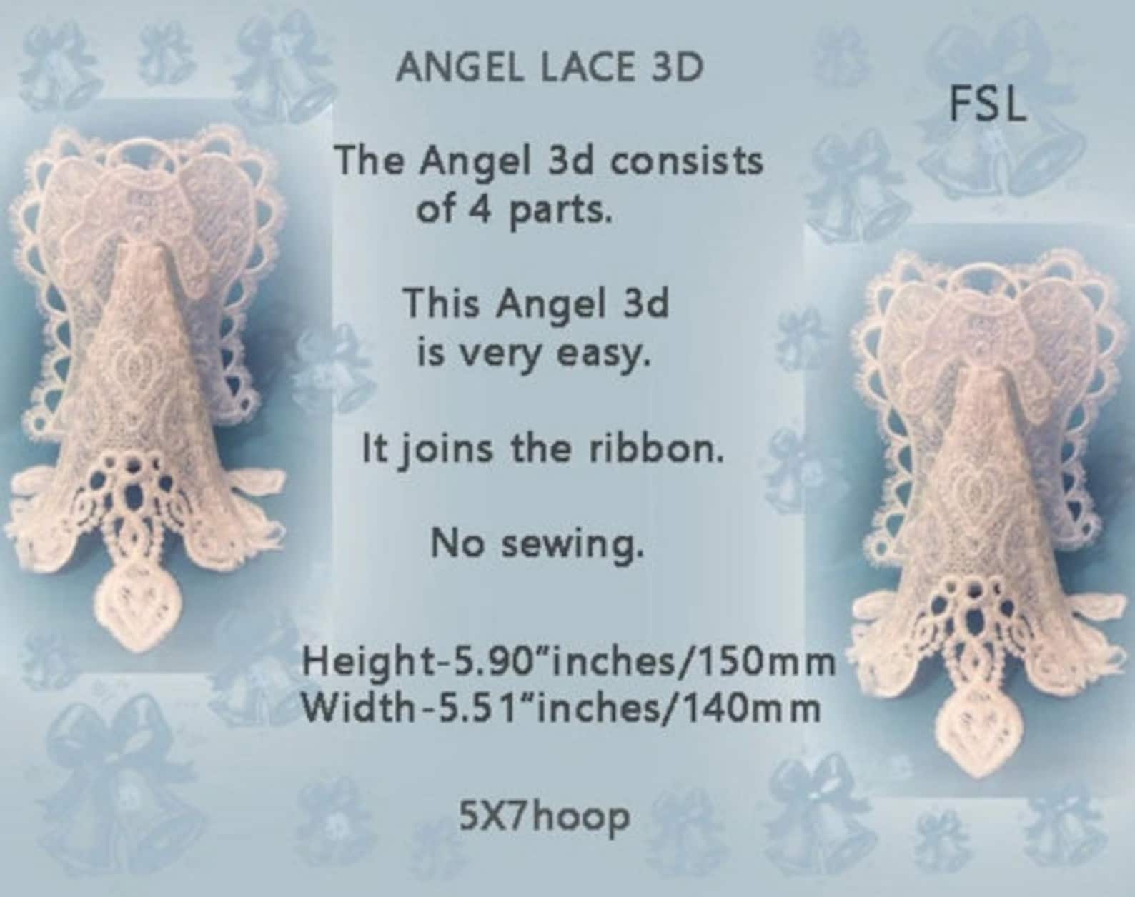 3D FSL Angel Embroidery Design – Free Standing Lace | ITH Machine ...