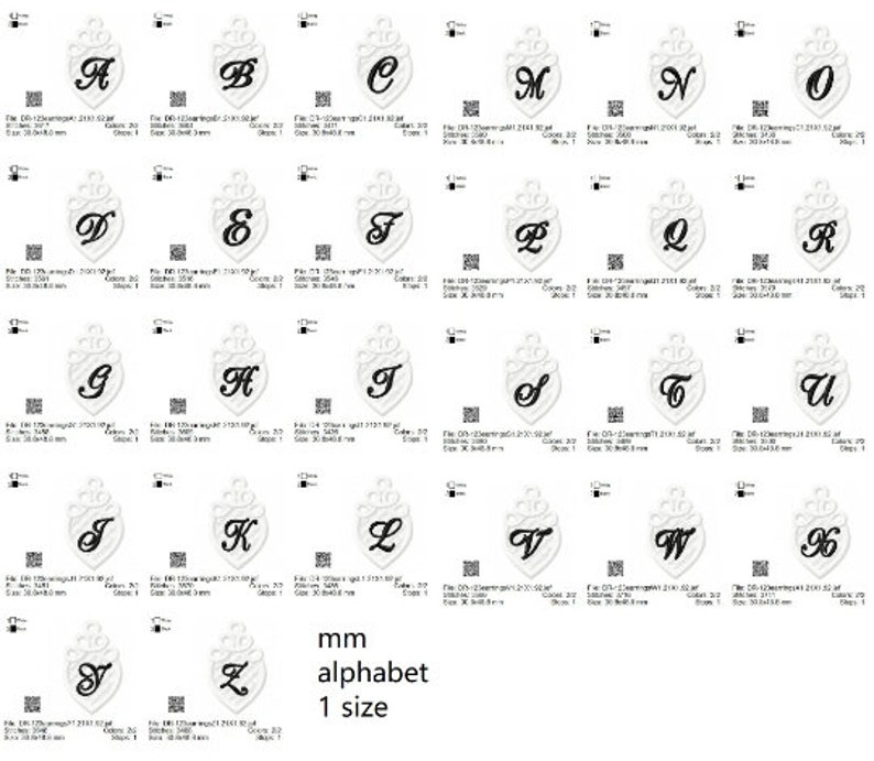 26 Alphabet Fsl/embroidery - Letters Designs-1size/machine File ...