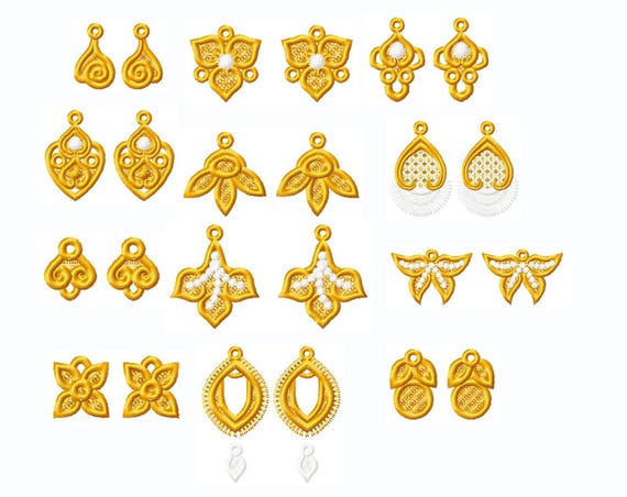 FSL earrings - set 12 original designs - romantic - Free Standing Lace - Machine embroidery file/INSTANT DOWNLOAD No.260