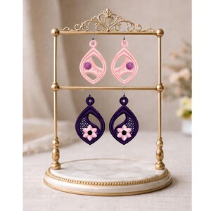 FSL Lace Earrings Embroidery Pattern – Freestanding Floral Designs (4x4 Hoop) (Digital Download) No.1089