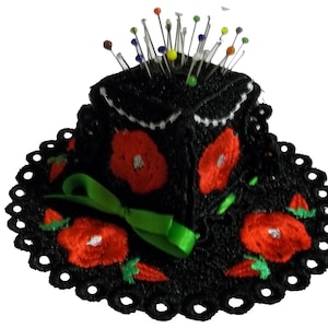 Pincushion, lace, rose, decoration, FSL, In-The-Hoop, 5x7hoop, Machine embroidery design, No.344, INSTANT DOWNLOAD