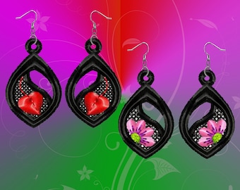 Earrings lace – 2 designs – FSL – 4x4hoop – ith – Machine embroidery digitization/INSTANT DOWNLOAD – No.1092
