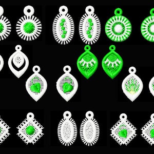 FSL set – earrings, Embroidery - 10designs - earrings - lace - 4x4 hoop/No.1507/INSTANT DOWNLOAD