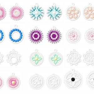 FSL Set earrings, 12 designs - free standing lace, 4x4hoop, machine embroidery design, INSTANT DOWNLOAD No.1737