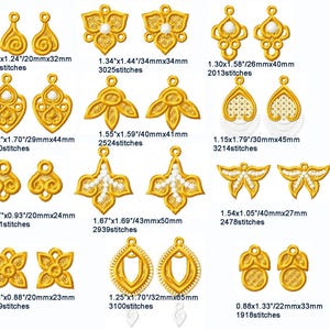 Puede incluir: Diez pares de abalorios para pendientes de metal de color dorado con varios dise&ntilde;os, incluyendo flores, corazones y formas geom&eacute;tricas. Los abalorios var&iacute;an en tama&ntilde;o de 20 mm a 45 mm.