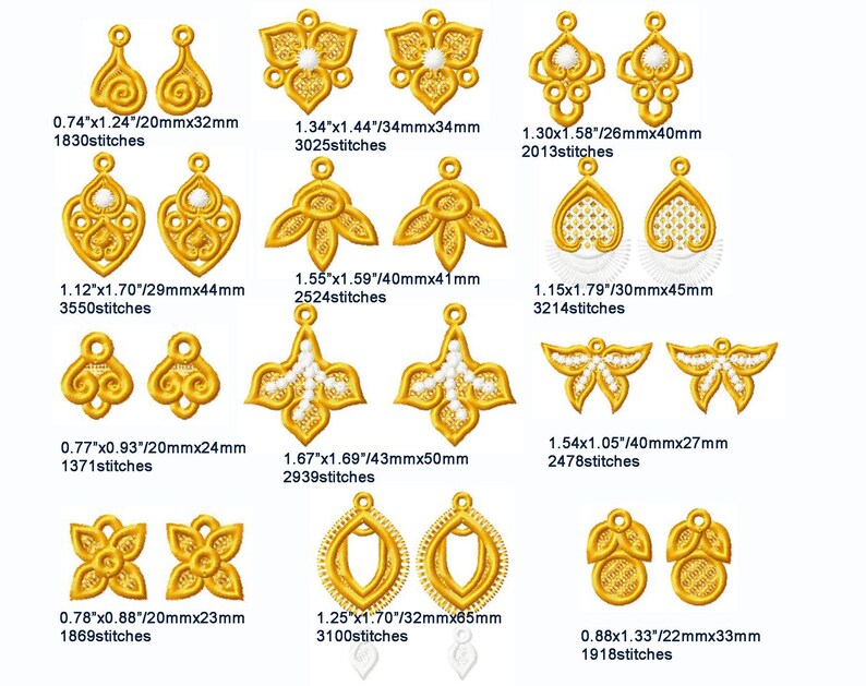 Puede incluir: Diez pares de abalorios para pendientes de metal de color dorado con varios dise&ntilde;os, incluyendo flores, corazones y formas geom&eacute;tricas. Los abalorios var&iacute;an en tama&ntilde;o de 20 mm a 45 mm.