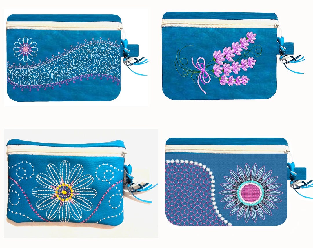 Embroidered Letherette Bag Zippered, Set, 4 Designs - 4 Sizes, ITH, Vinyl, Leatherette ...