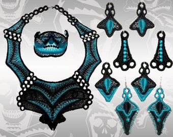 Gothic lace jewelry kit No.25 - 5x7hoop - FSL - Machine embroidery digitization./INSTANT DOWNLOAD
