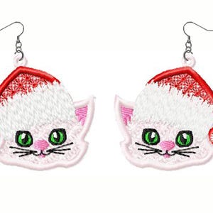 Cat FSL Lace Earrings – Freestanding Lace – 4×4 Hoop – Machine Embroidery Design No.1659 – Instant Download