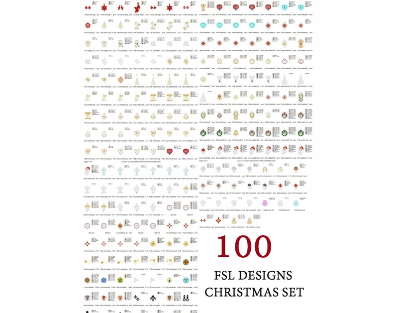 100 Christmas FSL Embroidery Designs – Lace – 4x4/5x7hoop – Ith ...